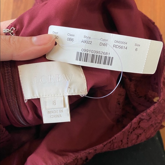 Jcrew burgundy lace dress, low back. NWT! - Picture 10 of 11